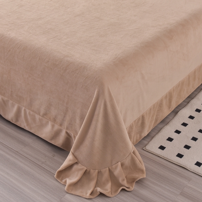 91家纺网 家纺一手货源 找家纺 畅畅家纺 2023新款兔毛绒兔兔绒懒兔绒立体剪花牛奶绒四件套 米黄+咖