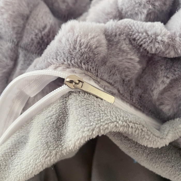 91家纺网 家纺一手货源 找家纺 畅畅家纺 2023新款兔毛绒兔兔绒懒兔绒立体剪花牛奶绒四件套 泡芙格-灰