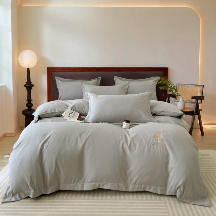 91家纺网 家纺一手货源 找家纺 （总）百寐 2023轻奢60支锦棉刺绣夹棉床盖款四件套纯色一字绣