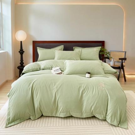 91家纺网 家纺一手货源 找家纺 （总）百寐 2023轻奢60支锦棉刺绣夹棉床盖款四件套纯色一字绣