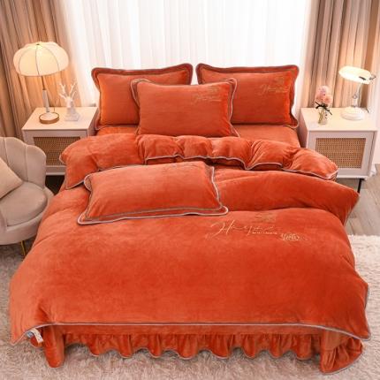 91家纺网 家纺一手货源 找家纺 （总）博兰蒂2023新款绣花牛奶绒四件套床裙款-水仙花系列