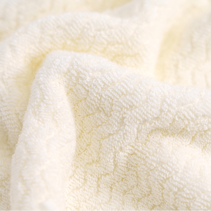 91家纺网 家纺一手货源 找家纺 朴尔家纺 2023新款全棉32股波浪纹系列毛巾浴巾 米白色毛巾