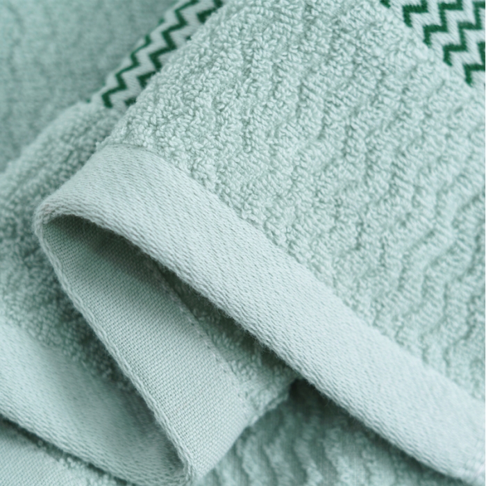 91家纺网 家纺一手货源 找家纺 朴尔家纺 2023新款全棉32股波浪纹系列毛巾浴巾 水绿色毛巾