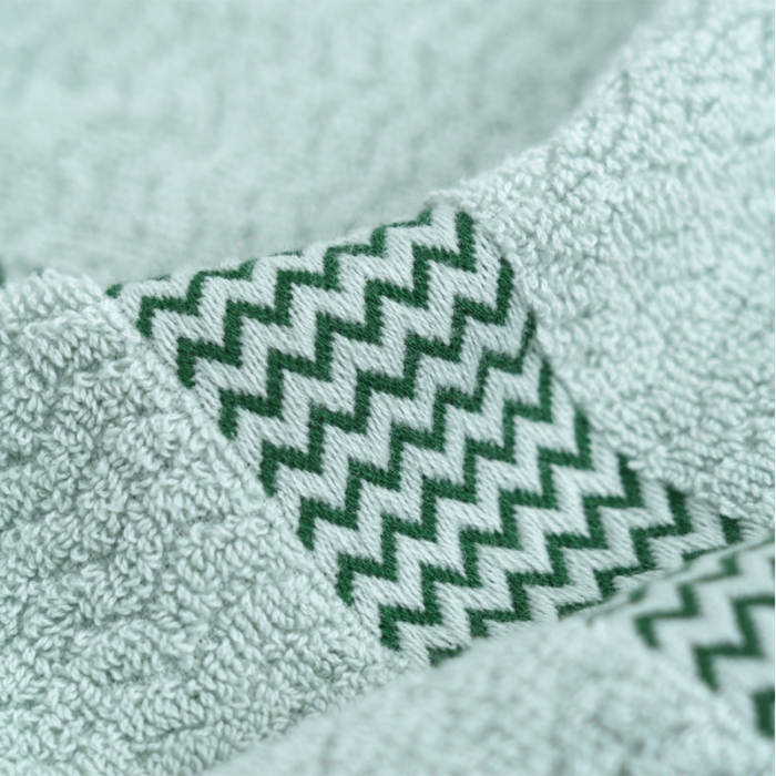 91家纺网 家纺一手货源 找家纺 朴尔家纺 2023新款全棉32股波浪纹系列毛巾浴巾 水绿色浴巾