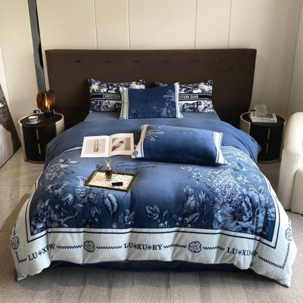 91家纺网 家纺一手货源 找家纺 （总）奥汀洛 2025新款数码全工艺加厚双面绒牛奶绒四件套