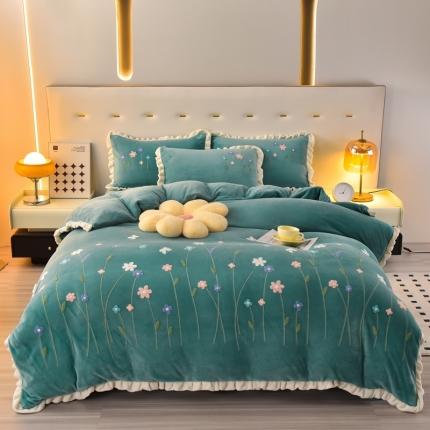 91家纺网 家纺一手货源 找家纺 （总）畅畅2024新款加厚韩版花卉牛奶绒刺绣花四件套婴儿兔毛绒繁花似锦