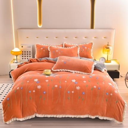 91家纺网 家纺一手货源 找家纺 （总）畅畅2024新款加厚韩版花卉牛奶绒刺绣花四件套婴儿兔毛绒繁花似锦