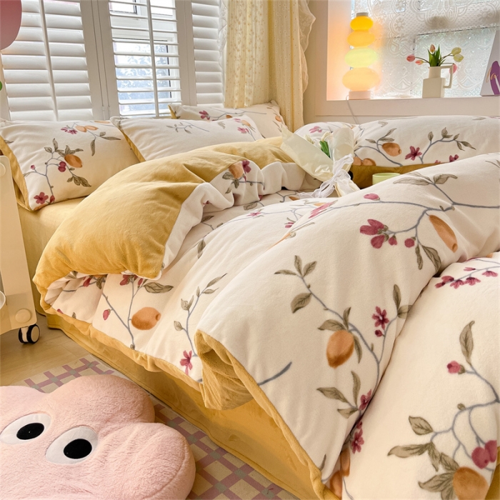 91家纺网 家纺一手货源 找家纺 古吉梦 2023新增牛奶绒印花（跑量款） 花蔓藤