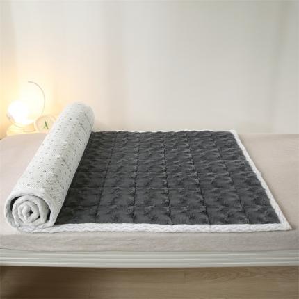 91家纺网 家纺一手货源 找家纺 东宇  2025新款兔毛绒抗菌学生床垫 兔毛绒-绅士灰