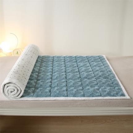 91家纺网 家纺一手货源 找家纺 东宇  2025新款兔毛绒抗菌学生床垫 兔毛绒-天空蓝