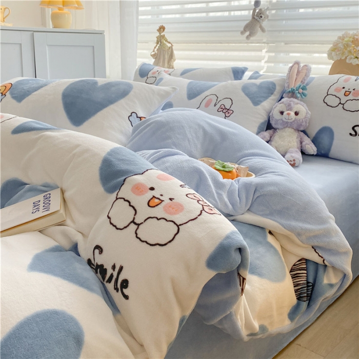 91家纺网 家纺一手货源 找家纺 古吉梦 2023新增牛奶绒印花（跑量款） 蓝色恋人