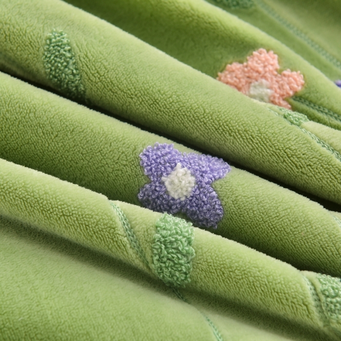 91家纺网 家纺一手货源 找家纺 畅畅 2024新款加厚韩版花卉牛奶绒刺绣花四件套婴儿兔毛绒繁花似锦 繁花似锦-草绿