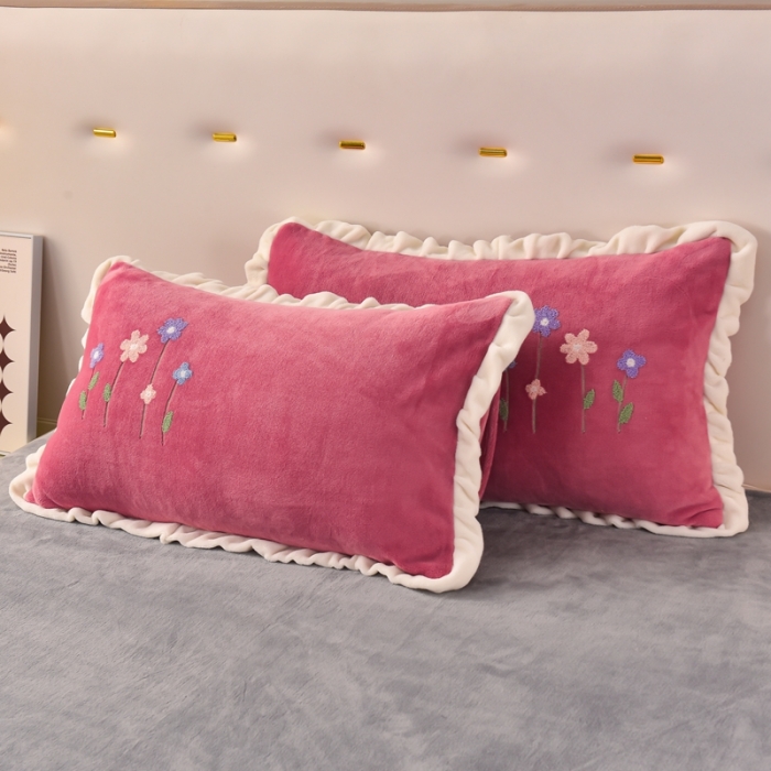 91家纺网 家纺一手货源 找家纺 畅畅 2024新款加厚韩版花卉牛奶绒刺绣花四件套婴儿兔毛绒繁花似锦 繁花似锦-豆沙+灰