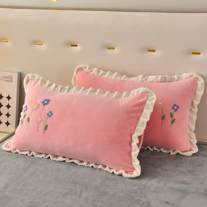 91家纺网 家纺一手货源 找家纺 畅畅 2024新款加厚韩版花卉牛奶绒刺绣花四件套婴儿兔毛绒繁花似锦 繁花似锦-粉+灰