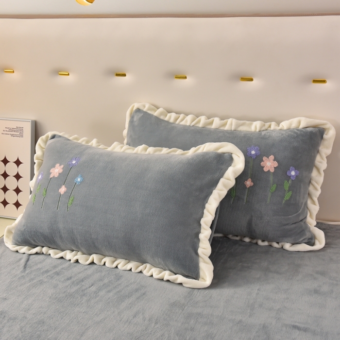 91家纺网 家纺一手货源 找家纺 畅畅 2024新款加厚韩版花卉牛奶绒刺绣花四件套婴儿兔毛绒繁花似锦 繁花似锦-高级灰