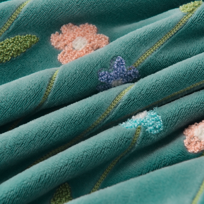 91家纺网 家纺一手货源 找家纺 畅畅 2024新款加厚韩版花卉牛奶绒刺绣花四件套婴儿兔毛绒繁花似锦 繁花似锦-湖蓝+灰