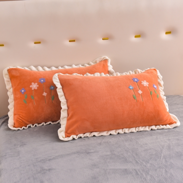 91家纺网 家纺一手货源 找家纺 畅畅 2024新款加厚韩版花卉牛奶绒刺绣花四件套婴儿兔毛绒繁花似锦 繁花似锦-桔+灰