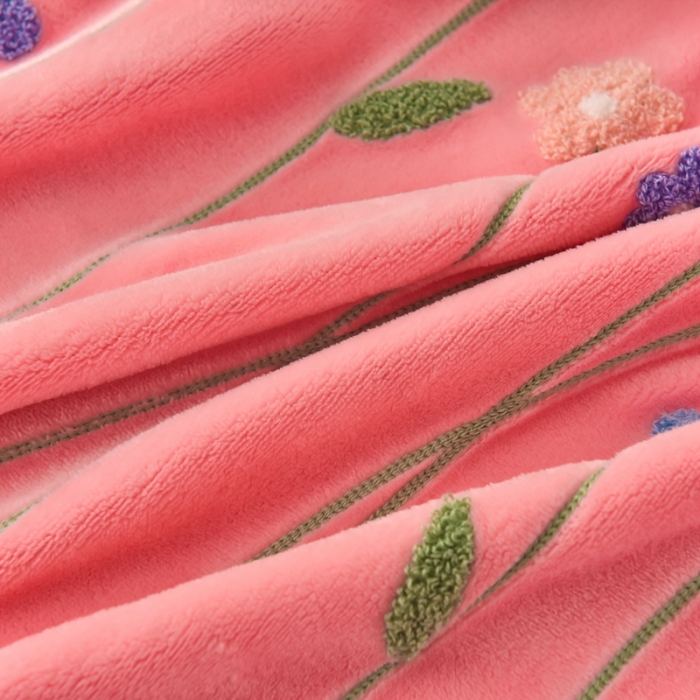 91家纺网 家纺一手货源 找家纺 畅畅 2024新款加厚韩版花卉牛奶绒刺绣花四件套婴儿兔毛绒繁花似锦 繁花似锦-樱桃粉