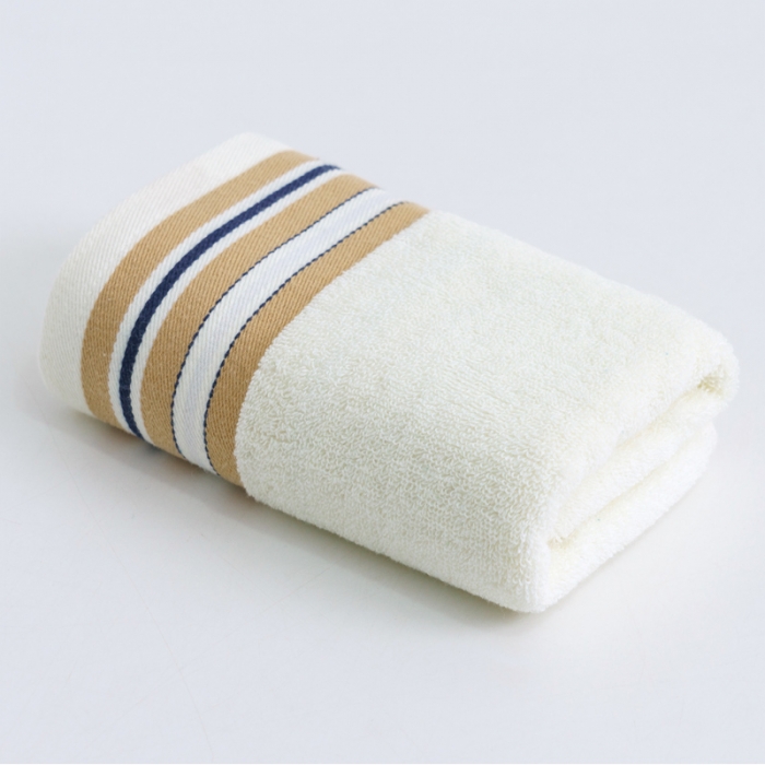 91家纺网 家纺一手货源 找家纺 朴尔家纺 2023新款全棉32股彩格条系列毛巾浴巾 洁白色毛巾