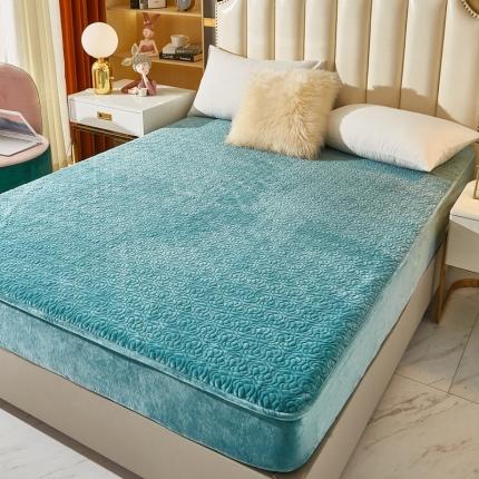 91家纺网 家纺一手货源 找家纺 （总）雅眠居 2023秋冬新款纯色牛奶绒夹棉床笠保暖床垫保护垫