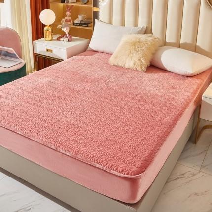 91家纺网 家纺一手货源 找家纺 （总）雅眠居 2023秋冬新款纯色牛奶绒夹棉床笠保暖床垫保护垫