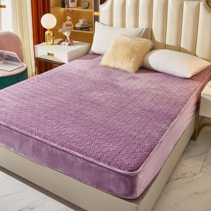 91家纺网 家纺一手货源 找家纺 （总）雅眠居 2023秋冬新款纯色牛奶绒夹棉床笠保暖床垫保护垫
