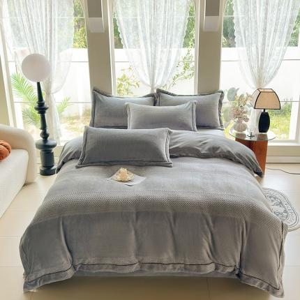 91家纺网 家纺一手货源 找家纺 （总）舒梦琪 2023款提花牛奶绒保暖床单款四件套