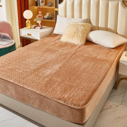 91家纺网 家纺一手货源 找家纺 （总）雅眠居 2023秋冬新款纯色牛奶绒夹棉床笠保暖床垫保护垫