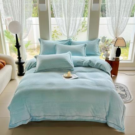 91家纺网 家纺一手货源 找家纺 （总）舒梦琪 2023款提花牛奶绒保暖床单款四件套