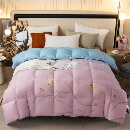 绒研 2025新款热款羽绒被鹅绒被被子被芯春秋被冬被被子被芯-渐变色 粉蓝