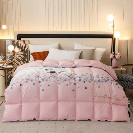 绒研 2025新款热款羽绒被鹅绒被被子被芯春秋被冬被被子被芯-渐变色 粉色