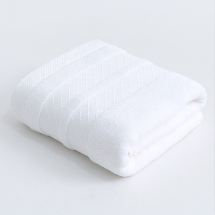 91家纺网 家纺一手货源 找家纺 朴尔家纺 2023新款全棉32股小棱形系列毛巾浴巾 洁白色毛巾