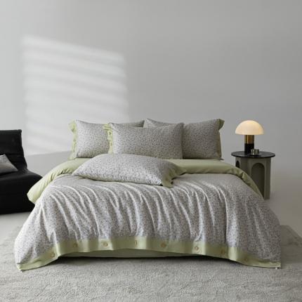 91家纺网 家纺一手货源 找家纺 栩裕纺织 2023新款磨毛艾阳绒纽扣款四件套 灰绿