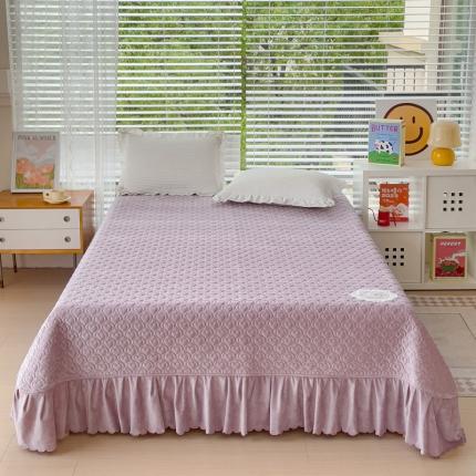 雅眠居 2023秋冬新款纯色牛奶绒床盖床裙款蕾丝边素色婴儿绒床盖 爱心-浅紫