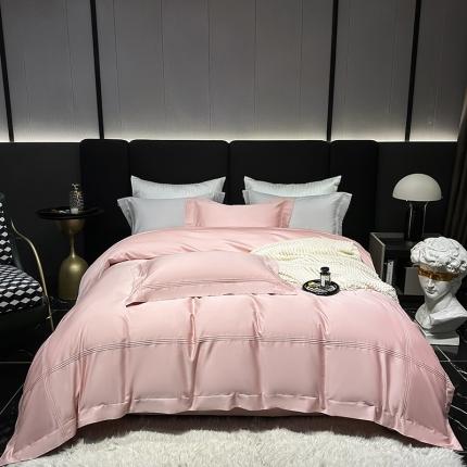 91家纺网 家纺一手货源 找家纺 淼铭2025新款A类长绒棉床盖四件套 豆沙粉