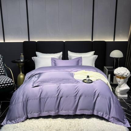 淼铭2025新款A类长绒棉床盖四件套 紫罗兰