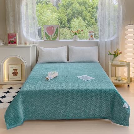 雅眠居 2023秋冬新款纯色牛奶绒床盖保暖素色婴儿绒床盖盖毯 宝绿