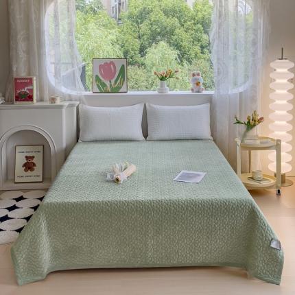 雅眠居 2023秋冬新款纯色牛奶绒床盖保暖素色婴儿绒床盖盖毯 湖绿