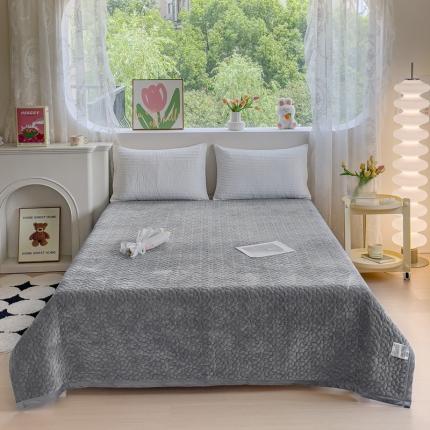 雅眠居 2023秋冬新款纯色牛奶绒床盖保暖素色婴儿绒床盖盖毯 灰色