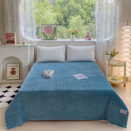 雅眠居 2023秋冬新款纯色牛奶绒床盖保暖素色婴儿绒床盖盖毯 蓝色