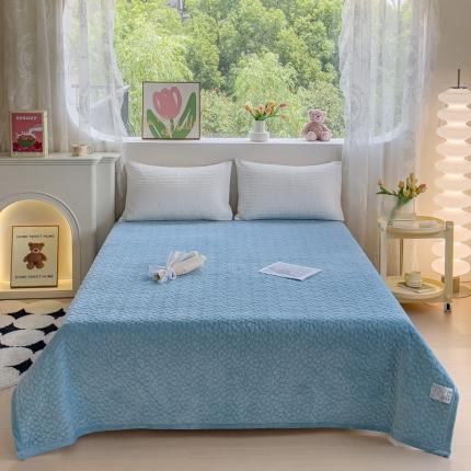 雅眠居 2023秋冬新款纯色牛奶绒床盖保暖素色婴儿绒床盖盖毯 浅蓝