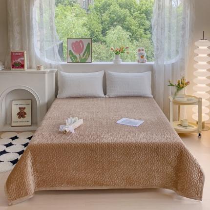 雅眠居 2023秋冬新款纯色牛奶绒床盖保暖素色婴儿绒床盖盖毯 驼色
