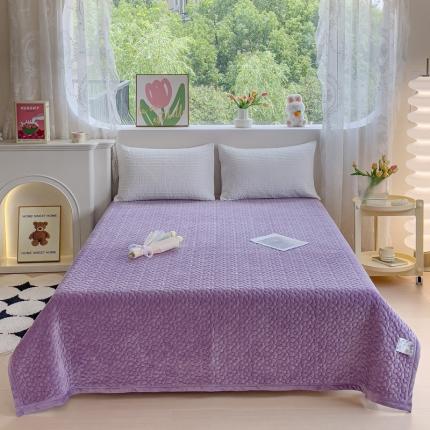 雅眠居 2023秋冬新款纯色牛奶绒床盖保暖素色婴儿绒床盖盖毯 紫色