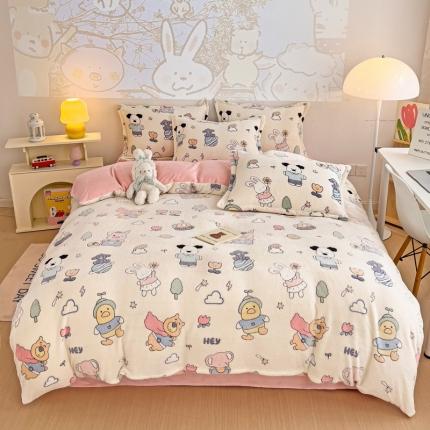 91家纺网 家纺一手货源 找家纺 （总）贝扬思 2023新款加厚雪花绒四件套