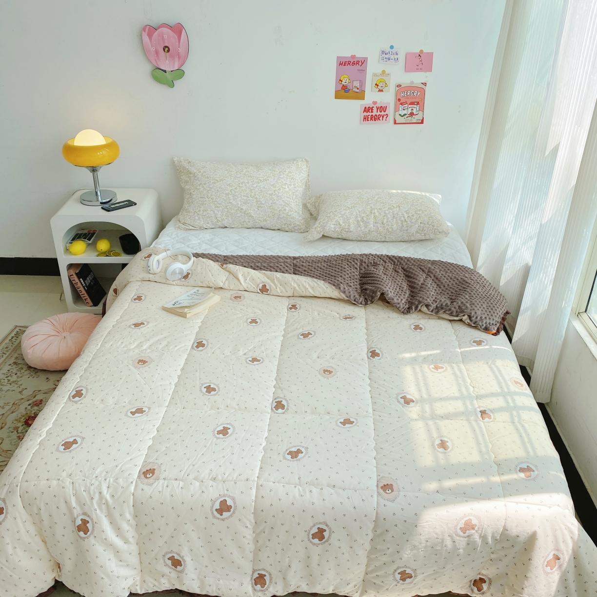 91家纺网 家纺一手货源 找家纺 （总）蓝庭全棉印花花边豆豆被冬被大豆被春秋被芯被子可机洗