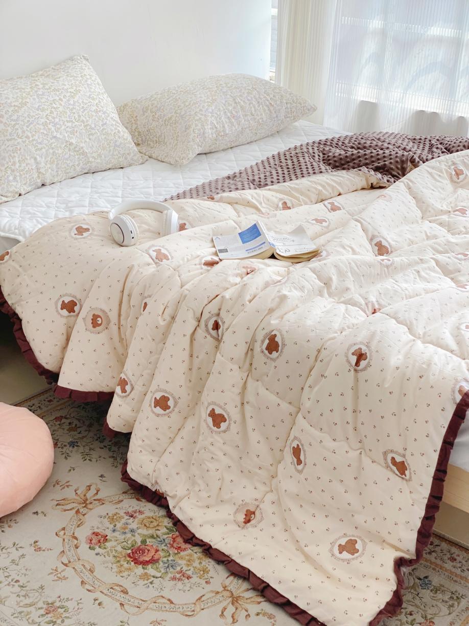 91家纺网 家纺一手货源 找家纺 （总）蓝庭全棉印花花边豆豆被冬被大豆被春秋被芯被子可机洗