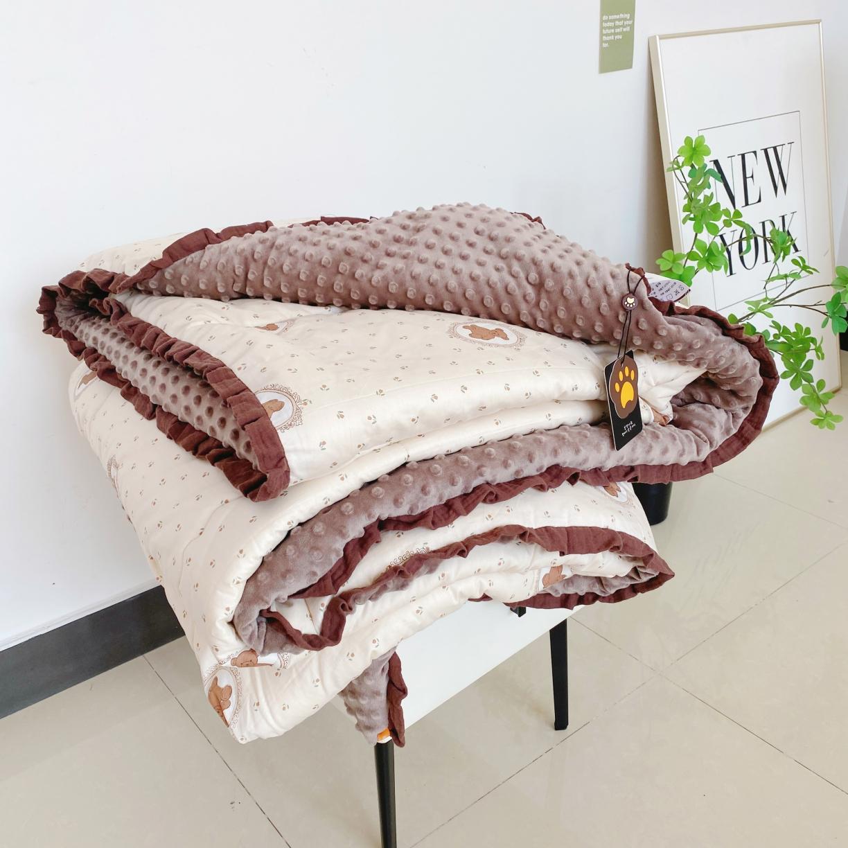 91家纺网 家纺一手货源 找家纺 （总）蓝庭全棉印花花边豆豆被冬被大豆被春秋被芯被子可机洗