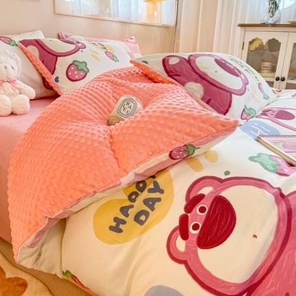 91家纺网 家纺一手货源 找家纺 （总）简宜家居 2023新款棉加绒豆豆绒牛奶绒四件套