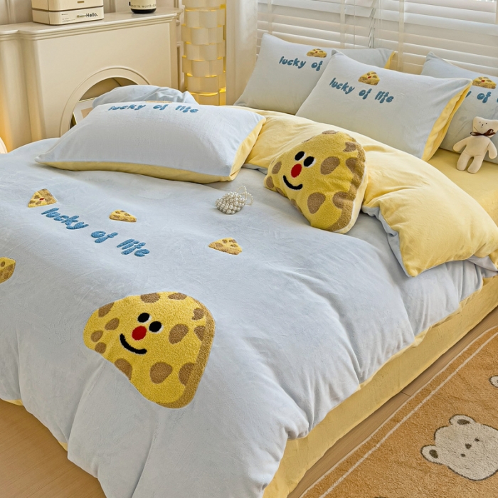 91家纺网 家纺一手货源 找家纺 娜娜 2023新款牛奶绒毛巾绣套件 海绵宝宝-天空蓝小号