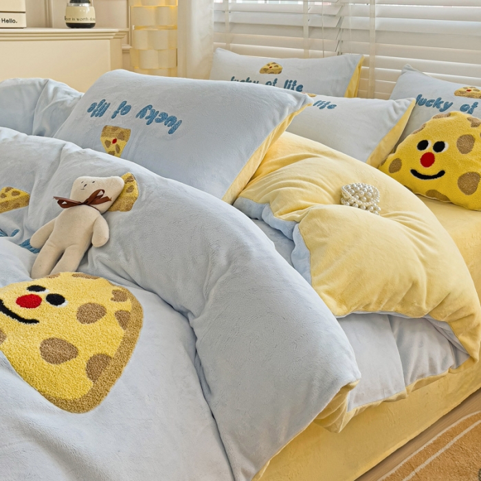 91家纺网 家纺一手货源 找家纺 娜娜 2023新款牛奶绒毛巾绣套件 海绵宝宝-天空蓝小号